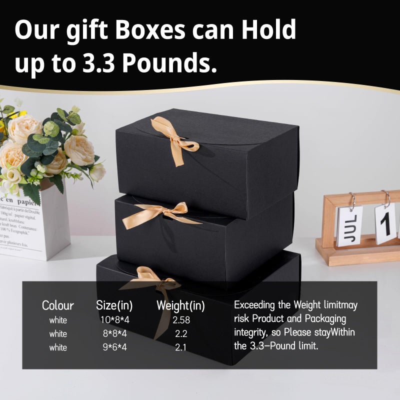 LWYMX 12 Pack Gift Boxes with Lids  Gift Boxes with lids bulk  Bridesmaid Proposal Box with Ribbon  Gift Boxes for Wedding  Christmas  Valentine's Day Birthday Baby Shower and the other Parties (Black 10''x - Image 5